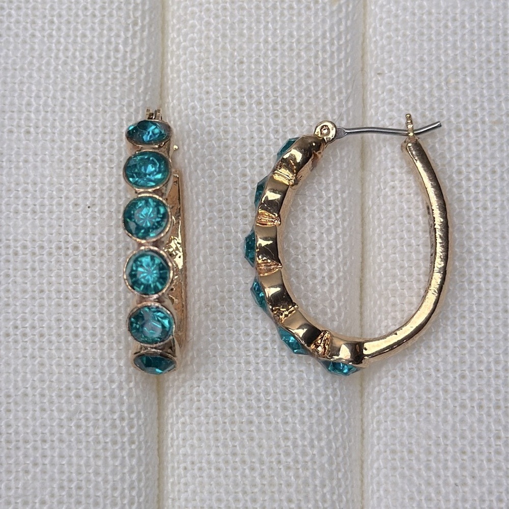 Gold & Turquoise Hoop Earrings